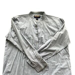 Gulf Traders Gray Button Up Shirt Men's Medium Long Sleeve Cotton